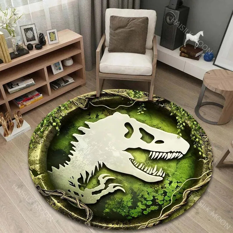 Navak Carpet 3D Dinosaur Print Round Rugs for Bedroom Area Floor Mats for Kids Room Bath Chair Mat Carpet Living Room Home Decor for Gifts