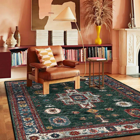 Navak Carpet Persian Retro Rugs for Living Room Christma Decoration Home Sofa Area Plush Carpet Bedroom Bedside Non-slip Washable Foot Mat