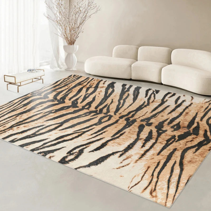 Navak Carpet Nordic Fluffy Plush Carpets for Living Room Light Luxury Zebra Pattern Bedroom Decor Carpet Home Large Area Anti-Slip Lounge Rug