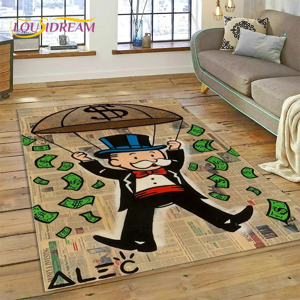 Navak Carpet Game Dollar Monopoly Cartoon Carpet Cute Money Rug For Living Room Bedroom Home Bathroom Floor Mat Non-slip Decoration Sofa