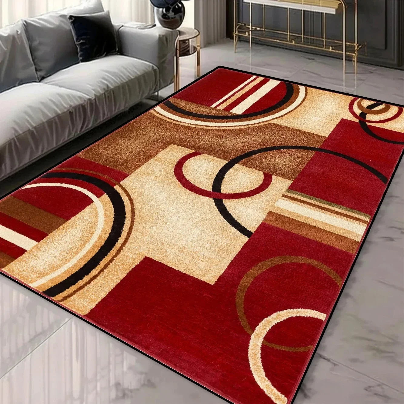 Navak Carpet Geometric Pattern 3D Area Rugs for Living Room and bedroom decor Washable Carpets with Non-slip Backing European Inspired Mats
