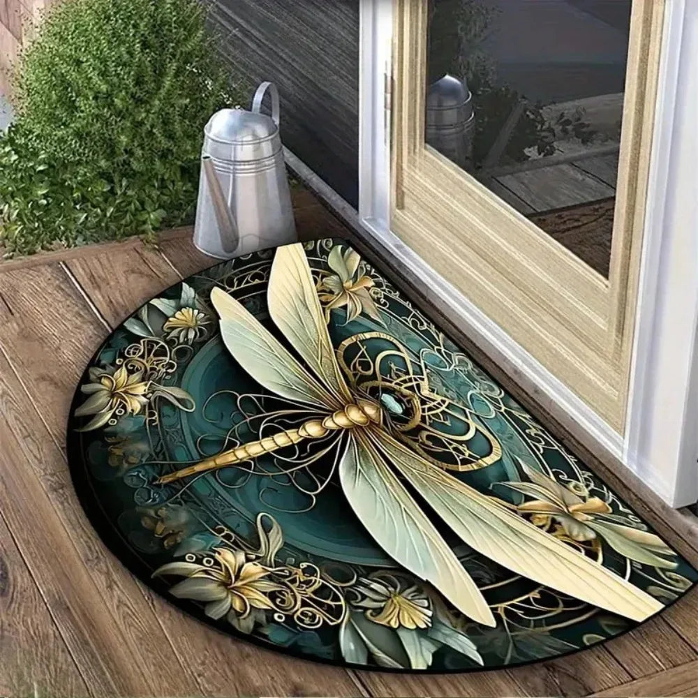 Navak Carpet Non Slip Half Round Doormat Flower Floral Absorbent Welcome Rugs Washable Door Mat Entrance Mat Indoor Outdoor