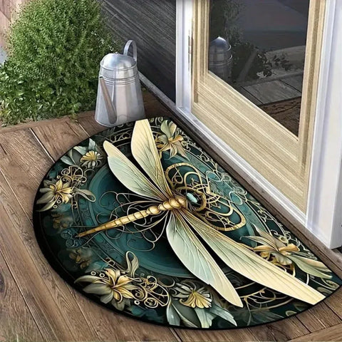 Navak Carpet Non Slip Half Round Doormat Flower Floral Absorbent Welcome Rugs Washable Door Mat Entrance Mat Indoor Outdoor