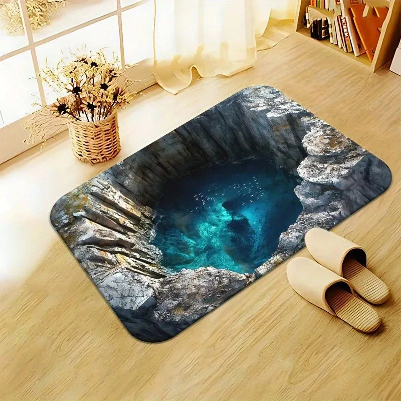 Navak Carpet 1PC 3D pattern Landscape Door Mats Kitchen Rugs Non-Slip Pop design Bathroom Rugs Bath Mat Carpet for Home Sink Laundry Decor