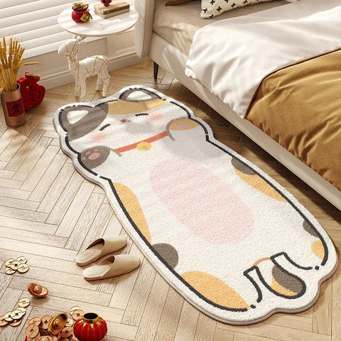 Navak Carpet Cute Cat Carpet Bedroom Bedside Floor Mat Runner Rug Soft Fluffy Long Carpets Cartoon Animal Sweet Girl Home Decoration Rugs