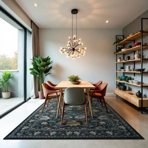 Navak Carpet Nordic Style Living Room Carpet Retro Flower and Bird Print Bedroom Rugs Fashionable Foldable Machine Washable Coffee Table Mats