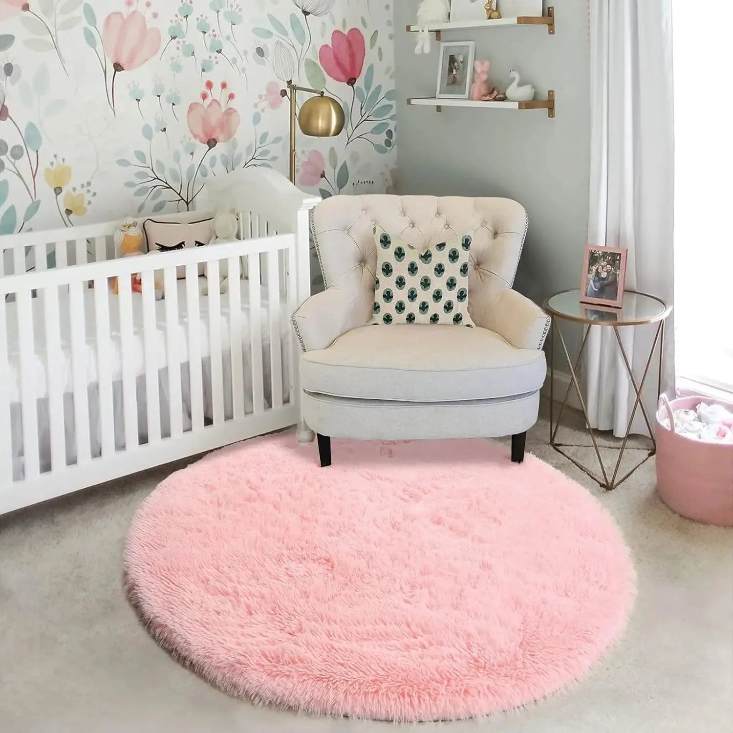 Navak Carpet vikama Pink Round Rug for Girls Bedroom,Fluffy Circle Area Rug for Kids Room,Furry Shaggy Carpet for Living Room Playroom Decor