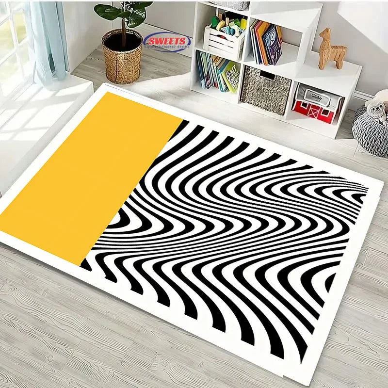 Navak Carpet 3D HD Nordic Style Minimalist Geometric Pattern Carpet for Living Room Bedroom Anti-slip Rug Sofa Doormat Home Decor Durable Mat