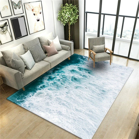 Navak Carpet Beach Waves 3D Printed Carpets for Living Room Kids Room Rug Kitchen Mat Floor Carpets Modern Entrance Mat Home Bathroom Rugs