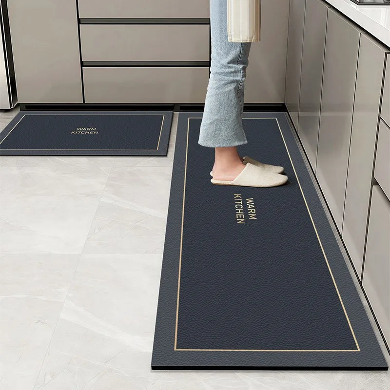 Navak Carpet Kitchen Floor Mats Waterproof Oil-proof Wipeable Washable Mat Leather Non-slip Dirt-resistant Carpet Imitation Marble Long Rugs