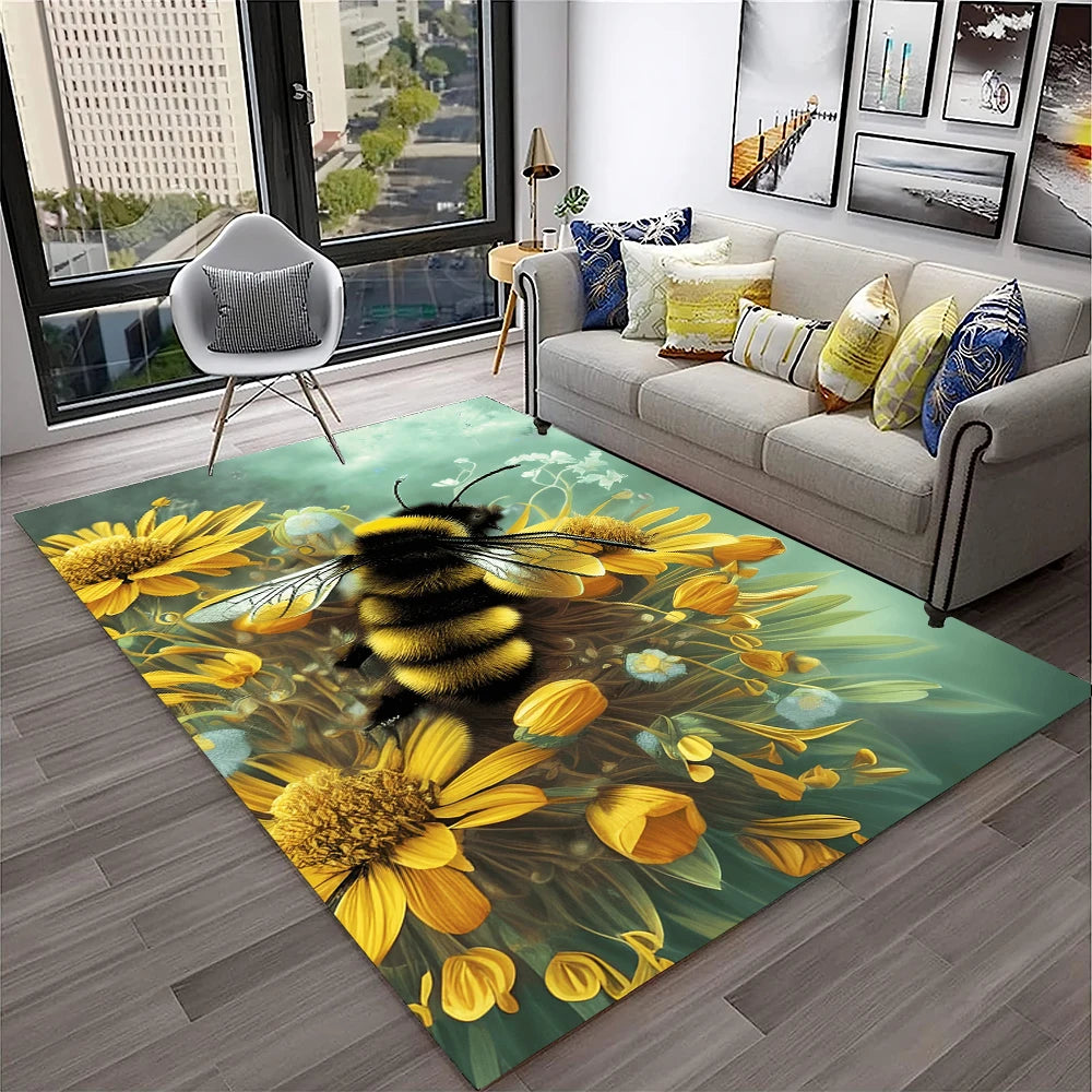 Navak Carpet Cute Bee HoneyBee Insect Cartoon 3D Carpet Rug for Home Living Room Bedroom Sofa Doormat Decor,kids Area Rug Non-slip Floor Mat
