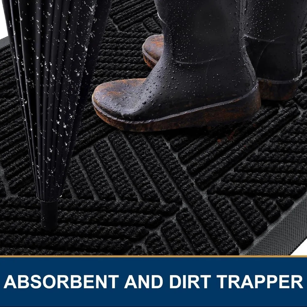 Navak Carpet Smiry Front Door Mat Outside Entrance, Heavy Duty Sturdy Natural Rubber Doormat, Trap Dirt and Moisture