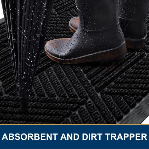 Navak Carpet Smiry Front Door Mat Outside Entrance, Heavy Duty Sturdy Natural Rubber Doormat, Trap Dirt and Moisture
