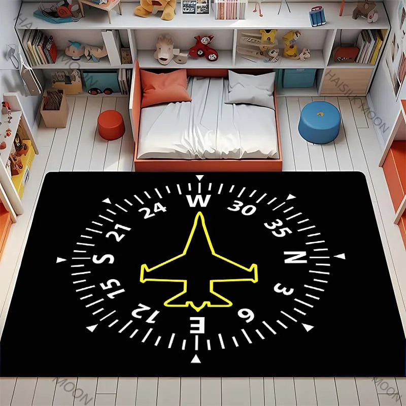 Navak Carpet 3D HD Aviation Theme Airplane Runway Printed Carpet! Anti-slip Sound Insulation, Living Room Bedroom Entrance Door Mat Sofa Rugs