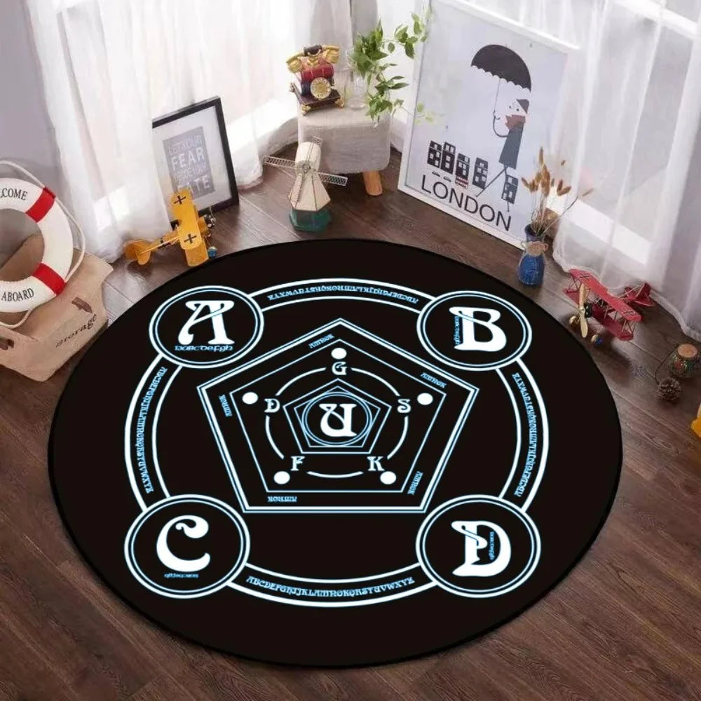 Navak Carpet Mystic Magic Circle Round Theme Interior Non-Slip Rug Bedroom Meditation Zone Ideal Decorative Rug