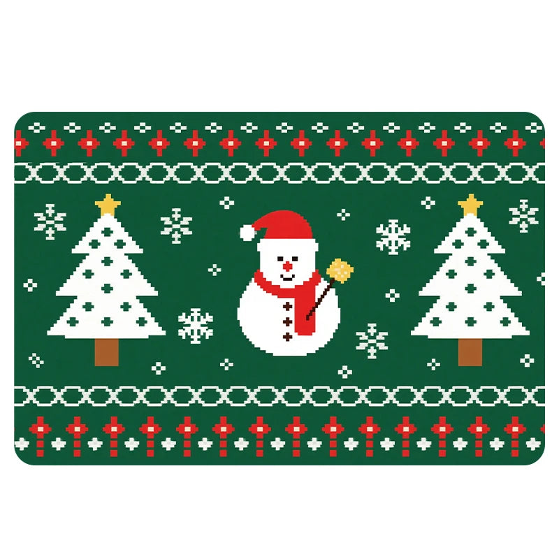 Navak Carpet Exclusive Picks Luxury Red Green Flannel Christmas Gift Rug Non-Slip Safe  Soft Holiday Floor Mat Decor,Soft Comfortable for Standing,