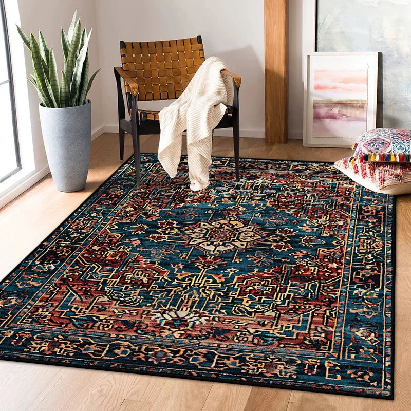 Navak Carpet Persian Retro Carpet for Living Room Decoration Home Bedroom Bedside Non-slip Large Rugs Study Balcony Easy Clean Washable Mats