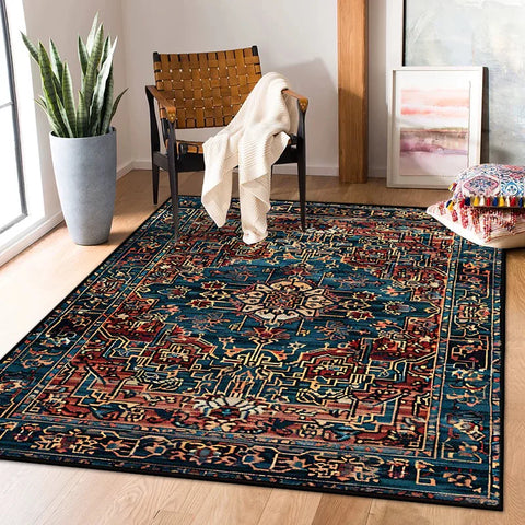 Navak Carpet Persian Retro Carpet for Living Room Decoration Home Bedroom Bedside Non-slip Large Rugs Study Balcony Easy Clean Washable Mats
