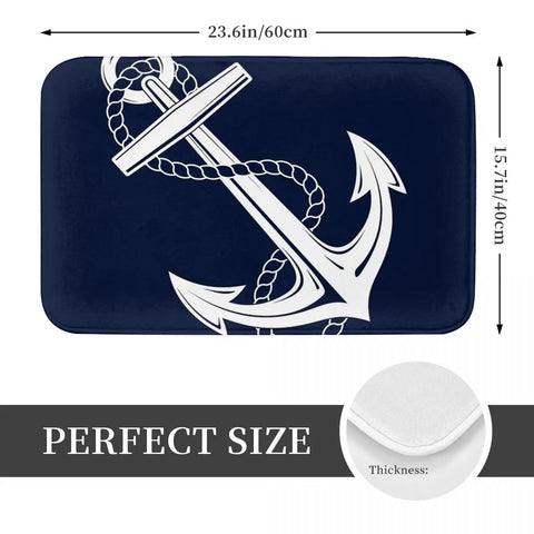 Navak Carpet Anchor Nautical White & Navy Anti-slip Doormat Floor Mat Cushion Carpet Rug for Kitchen Entrance Home Bathroom Living room Mats