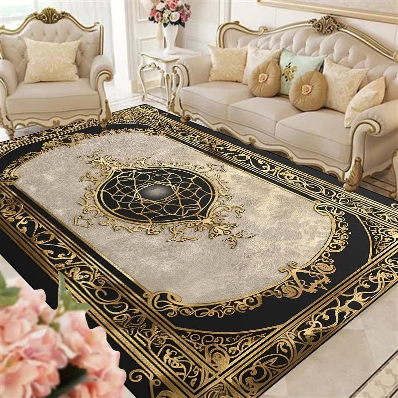Navak Carpet Luxury European Living Room Rugs Lounge Sofa Coffee Table Anti-slip Carpet Home Room Bedroom Decor Cloakroom Floor Mats Washable