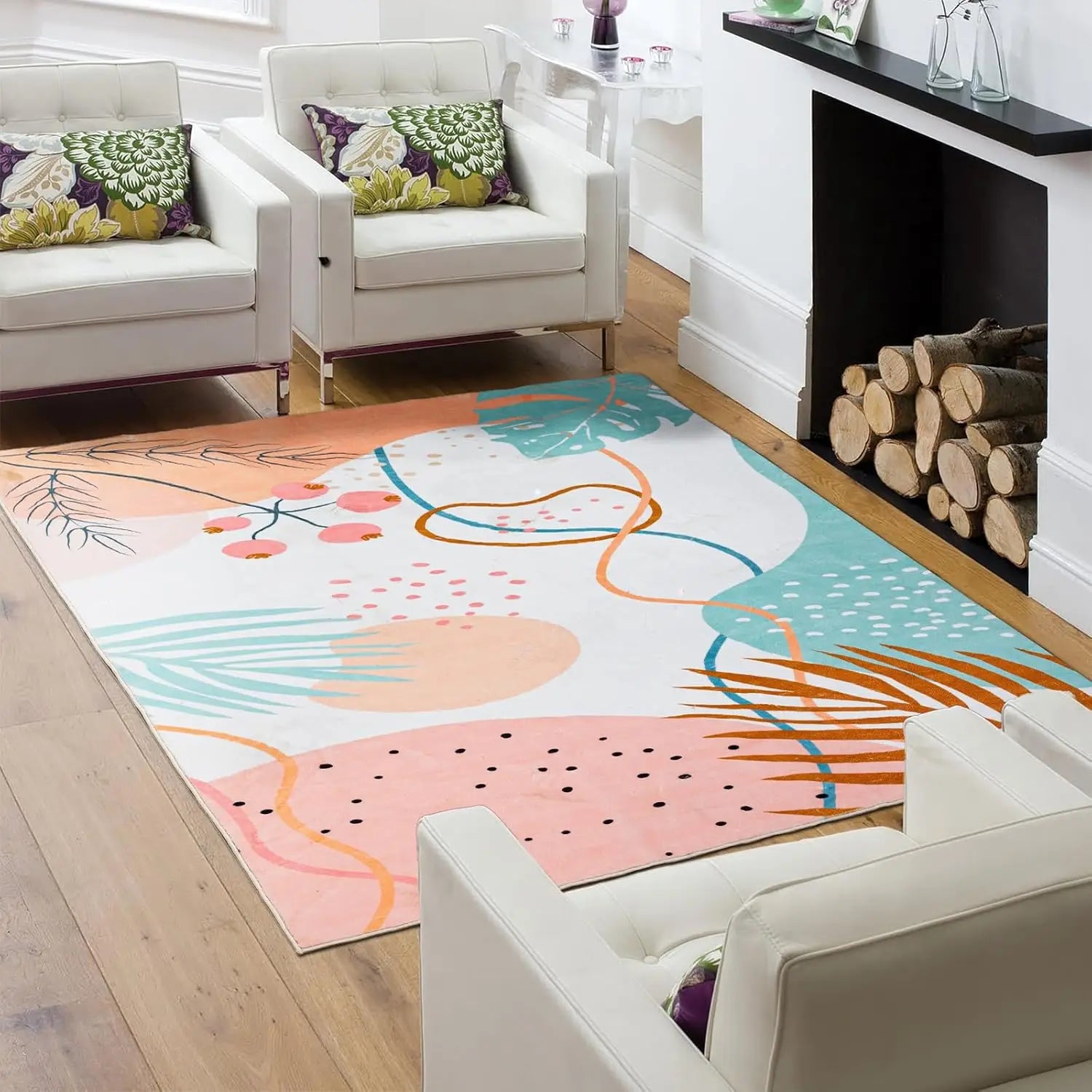 Navak Carpet ,Vintage Boho Rug,Ultra-Soft Low Pile, Washable, Non Slip,Stain Resistant Printed Carpet for Living Room Bedrooms P