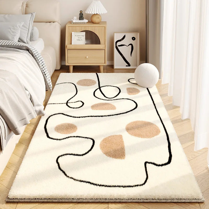 Navak Carpet Exclusive Picks Simple Cream Style Faux Cashmere Living Room Fluffy Rugs Home Decor Bedroom Cloakroom Bedside Non-Slip Rugs