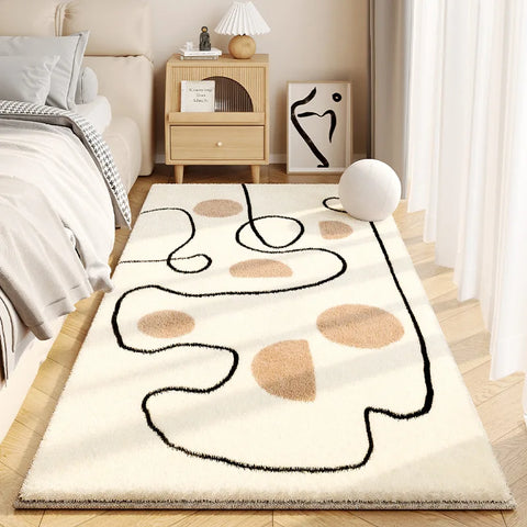 Navak Carpet Exclusive Picks Simple Cream Style Faux Cashmere Living Room Fluffy Rugs Home Decor Bedroom Cloakroom Bedside Non-Slip Rugs