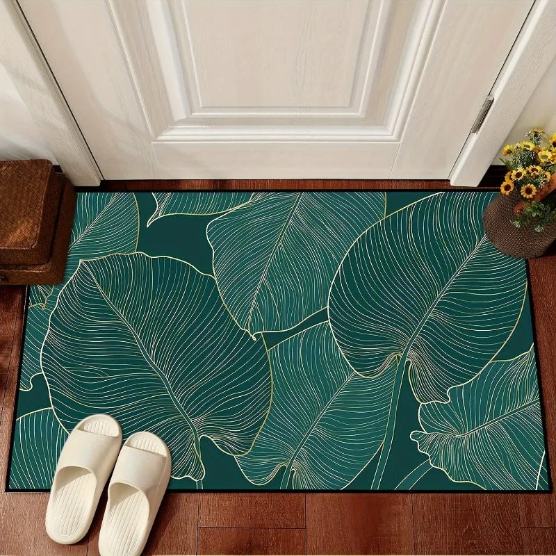 Navak Carpet 1 Piece Leaf Welcome Door Mat Anti Slip Floral Outdoor and Indoor Entrance Carpet 100% Polyester Welcome Rug Home Felt Carpets