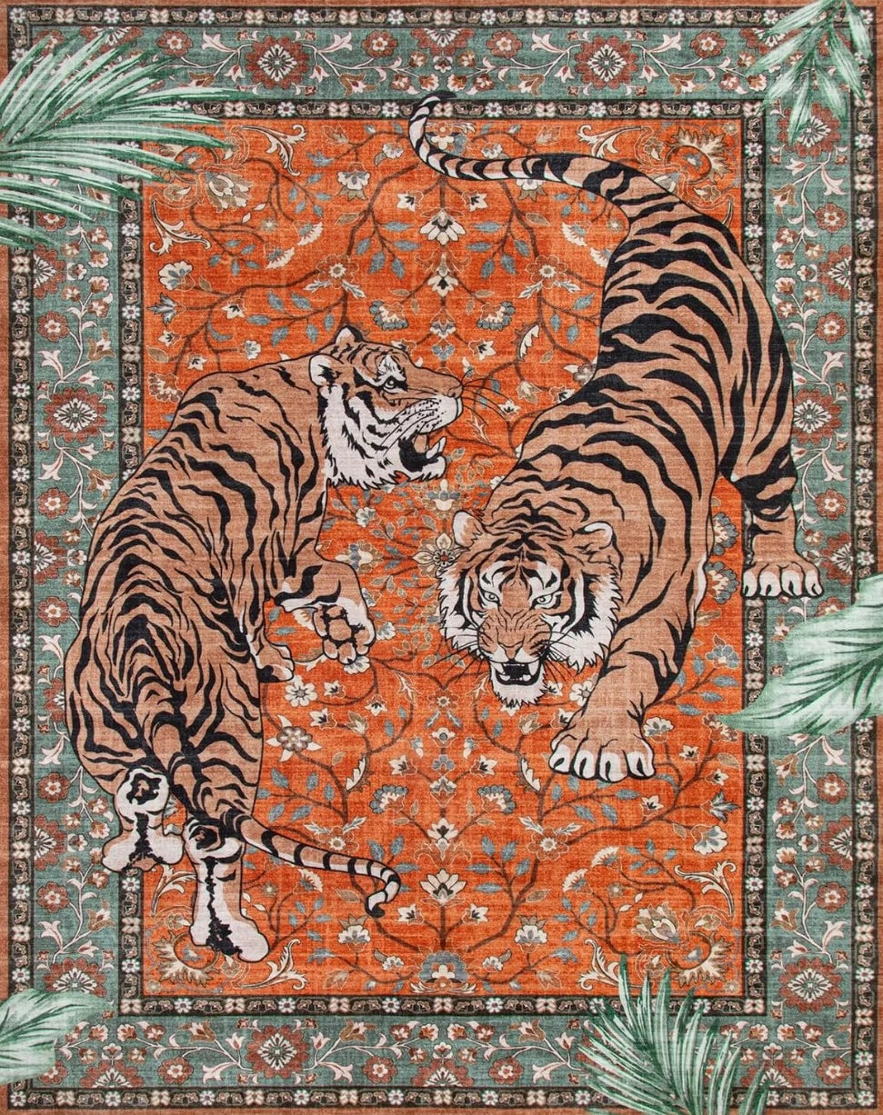 Navak Carpet Jungle Tiger Carpet for Living Room Decor Bedroom Bedside Soft Foot Rug Leisure Balcony Floor Mat Coffee Table Mat Doormat Gift