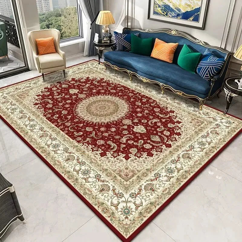 Navak Carpet Persian Retro Carpet Living Room Light Luxury Decoration Bedroom Bedside Large Rugs Lobby Coffee Table Non-Slip Lint-Free Mats