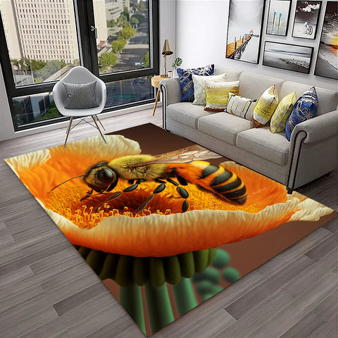 Navak Carpet Cute Bee HoneyBee Insect Cartoon 3D Carpet Rug for Home Living Room Bedroom Sofa Doormat Decor,kids Area Rug Non-slip Floor Mat