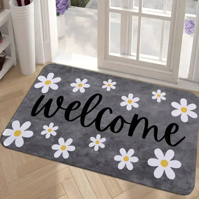 Navak Carpet Floral Leaves Welcome Door Mat for Home Entryways Decor Non-slip Bathroom Entrance Floor Carpet Kitchen Rugs Washable Doormat