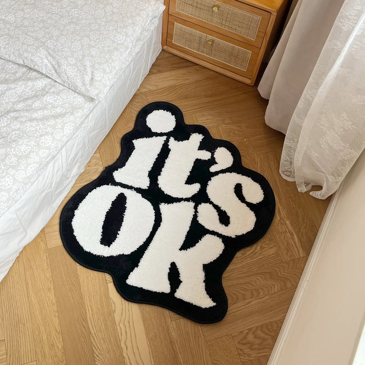 Navak Carpet It's OK Rug Handmade Fluffy Plush Tufted Living Room for Bedroom Dorm Suitable for Room Decor Housewarming Gift