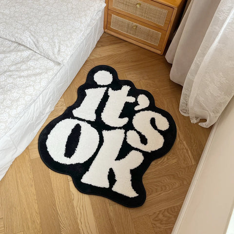 Navak Carpet It's OK Rug Handmade Fluffy Plush Tufted Living Room for Bedroom Dorm Suitable for Room Decor Housewarming Gift