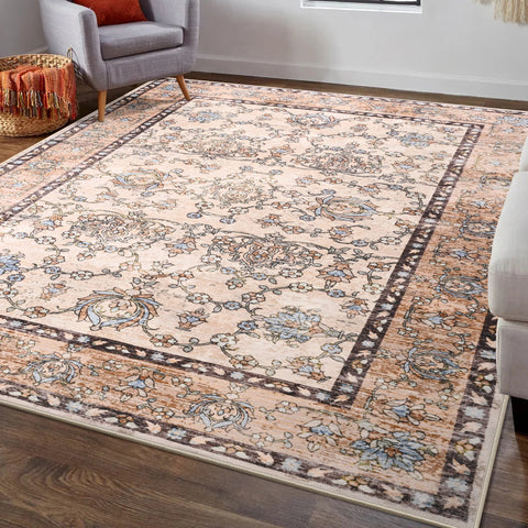 Navak Carpet Area Rugs for Living Room, Machine Washable Vintage Rug, Non-Slip Low Pile Throw Rugs with Rubber Backing Washable Carpet