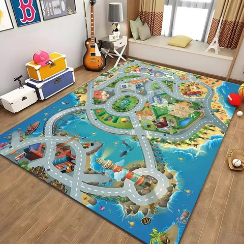 Navak Carpet Children’s Educational City Life Playmat Rug Road Traffic System Carpet for Bedroom Playroom Fun Learning Floor Mat Safe Kids
