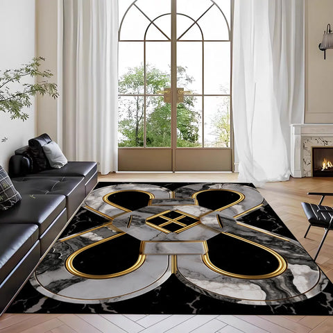 Navak Carpet Nordic Marble Print Area Rug for Living Room in Front of Sofa Non-Slip Modern Floor Mat for Bedroom