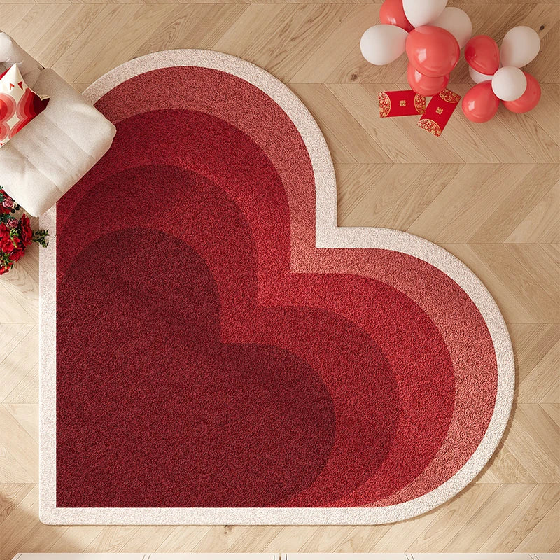 Navak Carpet Heart Shape Rugs for Bedroom Fluffy Soft Bedside Floor Mat Thick Plush Living Room Decoration Red Carpet Washable Cloakroom Rug