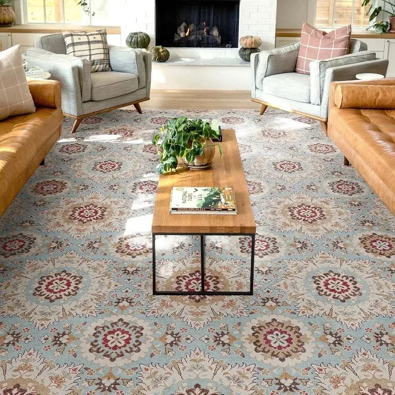 Navak Carpet Retro Floral Print Carpets for Living Room Coffee Table Sofa Decor Bedroom Area Rugs Non-slip Washable Home Cloakroom Floor Mat