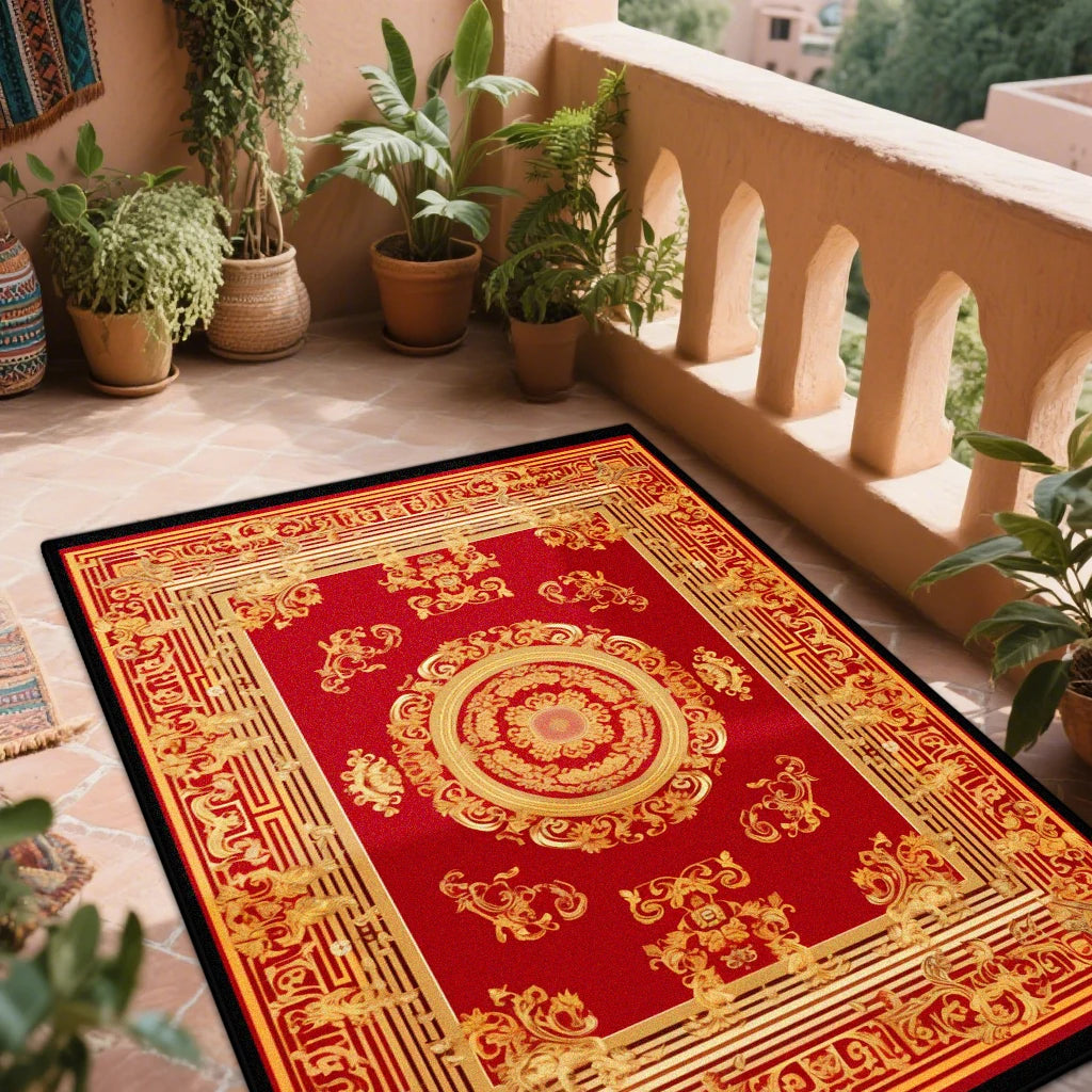 Navak Carpet Retro Red Persian Carpet for Rooms Non-slip Decoration Home Boho rugs Washable LIVE ROOM RUG Bohemian Coffee Tables Mat Bedroom