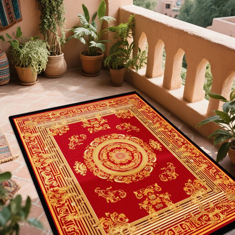 Navak Carpet Retro Red Persian Carpet for Rooms Non-slip Decoration Home Boho rugs Washable LIVE ROOM RUG Bohemian Coffee Tables Mat Bedroom