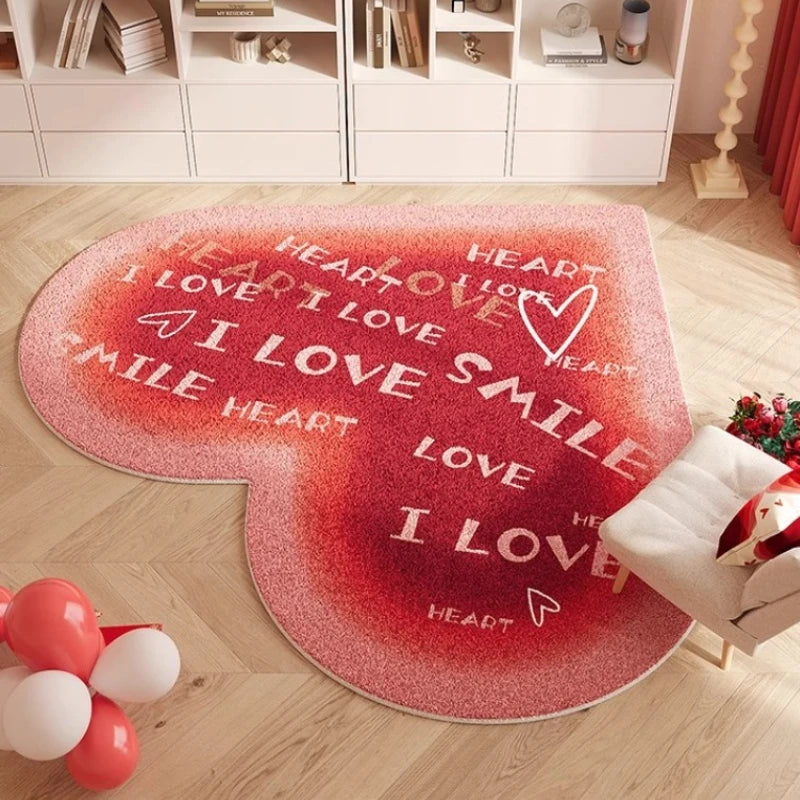 Navak Carpet Heart Shape Rugs for Bedroom Fluffy Soft Bedside Floor Mat Thick Plush Living Room Decoration Red Carpet Washable Cloakroom Rug