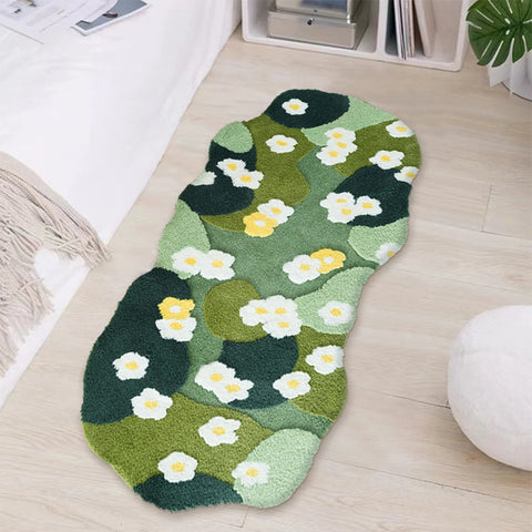 Navak Carpet Nordic 3D Moss Rug Carpet Fluffy Green Forest Irregular Floor Mat Moss Carpet Three-Dimensional Flocking Bedroom Rug
