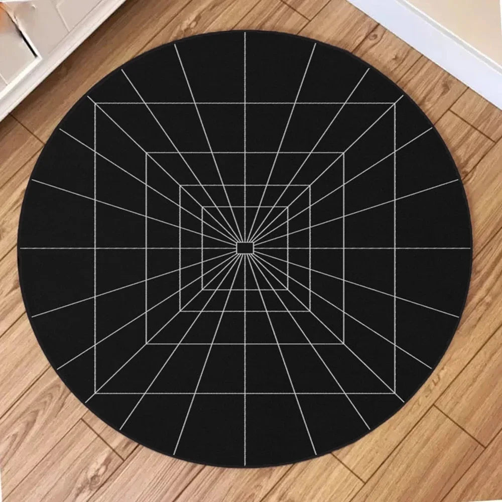 Navak Carpet Round Carpet Mat New 3D Visual Illusion Spiral Rug Floor Mats for Bedroom Living Room Decoration Creative Rugs The Black Trap