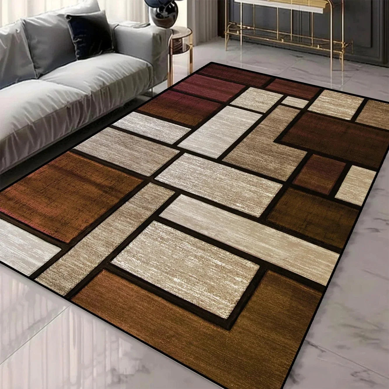 Navak Carpet Geometric Pattern 3D Area Rugs for Living Room and bedroom decor Washable Carpets with Non-slip Backing European Inspired Mats