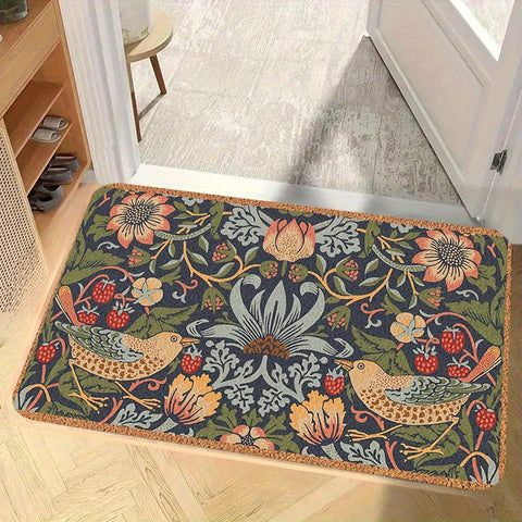 Navak Carpet Soft Symmetrical Floral Bird Welcome Doormat Home Decor Kitchen Hallway Balcony Rug Bedroom Floormat Bath Non-slip Mat Decor