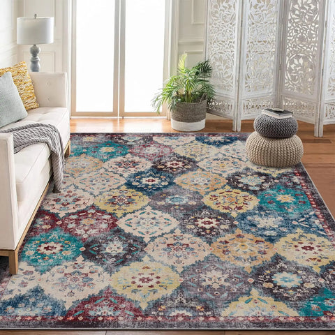 Navak Carpet Large Vintage Persian Area Rug - Machine Washable Rectangle Soft Rugs for Living Room, Bedroom, Kitchen, Office Anti-Slip Non Sh
