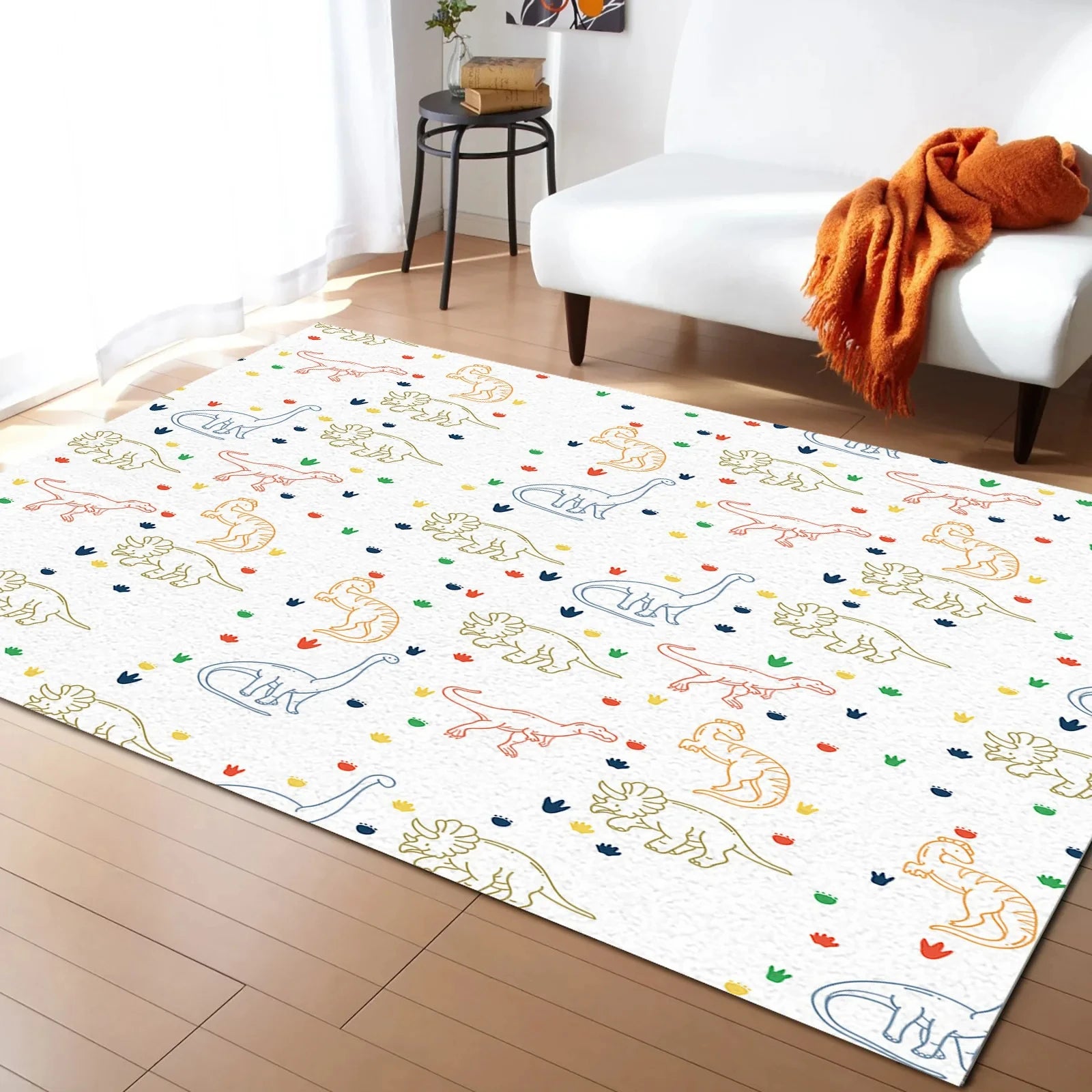 Navak Carpet Cartoon Dinosaur Area Rugs Dino Carpet Non Slip Dinosaur Floor Mat for Playroom Classroom Kidroom Decor Children's Crawling Mat