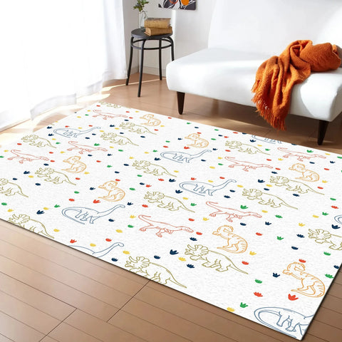 Navak Carpet Cartoon Dinosaur Area Rugs Dino Carpet Non Slip Dinosaur Floor Mat for Playroom Classroom Kidroom Decor Children's Crawling Mat