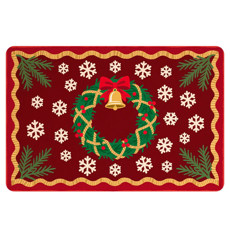 Navak Carpet Exclusive Picks Luxury Red Green Flannel Christmas Gift Rug Non-Slip Safe  Soft Holiday Floor Mat Decor,Soft Comfortable for Standing,